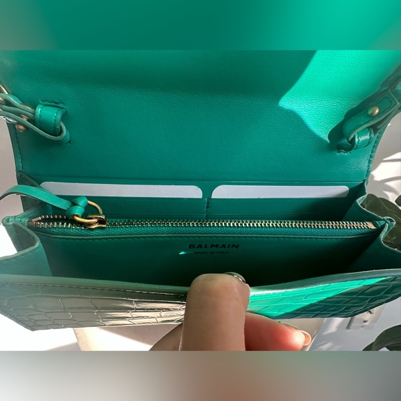 Balmain B-Buzz Croc-Embossed Leather Chain Wallet - Picture 9 of 11